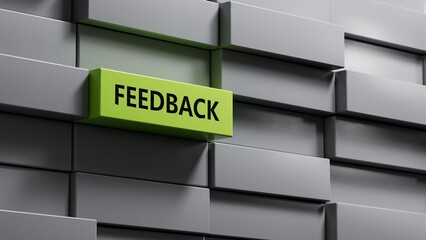 Poster - Word FEEDBACK made with metal blocks.business concept.close up of metal blocks,Business Concept.3D rendering on green background.