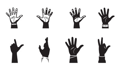 Poster - Collection of black and white hand gestures and signs isolated on white background