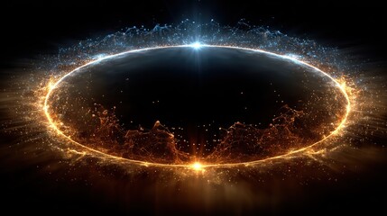 circular vector design: orange and blue glow on black background symbolizing meditation's light-dark