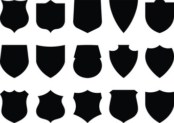 Fototapete - Collection of black shield silhouettes featuring various shapes for emblem and logo design purposes
