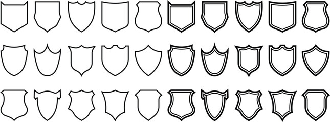 Fototapete - Collection of vector shields in various shapes and outlines for design and decoration purposes