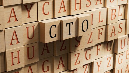 Poster - word cto with wooden blocks.close up of wooden blocks,Business Concept.3D rendering on wooden background.