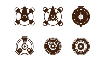 Poster - Set of six detailed and distinctive brown circular abstract graphic design elements