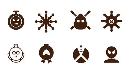Poster - Set of various simple icon designs featuring spooky, grumpy, and mysterious symbolic figures