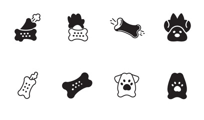 Fototapete - Cute minimalist black and white dog related icon set for pet lovers and businesses