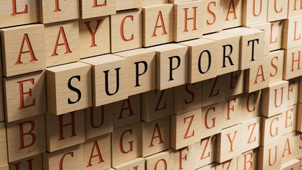 Poster - support.3D illustration of wooden blocks.close up of wooden blocks,3D rendering on wooden background.