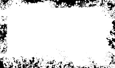 Wall Mural - Scratchy frame border. Vector grunge texture background. Black brush edge. Distressed vintage ink element. Old hand drawn grungy grainy sponge frame. Urban bold punk banner bg. Sponge stamp splatter