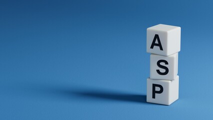 Fototapete - ASP sign on the wooden elements.Business Concept.close up of wooden elements,Business Concept.3D rendering on blue background.