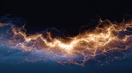 Poster - Visual Representation of Dopamine Rush With Abstract Lightning and Sparks High Above a Dark Background