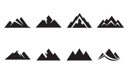 Poster - Collection of black and white mountain icons suitable for logo design and branding purposes