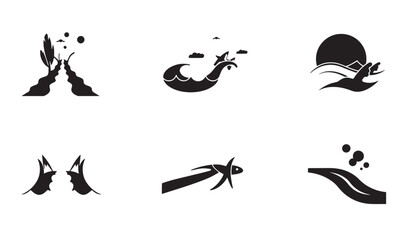 Poster - Creative abstract vector illustrations depicting nature elements in black and white designs