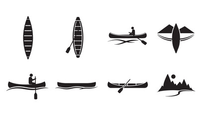 Poster - Minimalist canoe and paddle icons representing outdoor adventures and recreational activities