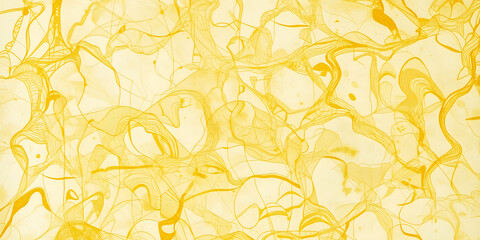 Poster - Abstract yellow and white background with flowing lines and organic shapes throughout image