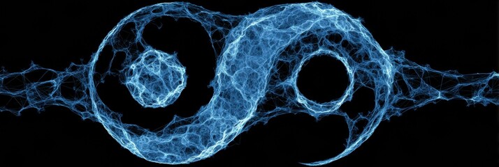 Aufkleber - Exploration of Harmony and Emotional Balance Represented by Yin-Yang Symbol Within a Neural Network at Nighttime