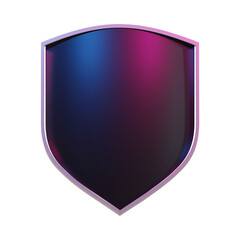 Leinwandbilder - A futuristic shield with a gradient of blue and pink on a black background with a glowing outline