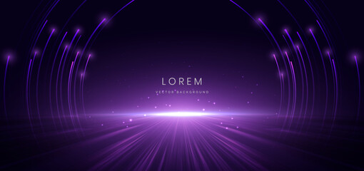 Poster - Scene purple light on dark background with effect glowing. Futuristic backdrop design concept.