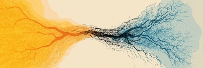 Aufkleber - Abstract Art Banner Depicting Nerves in a Calm and Balanced Flow, Showcasing Harmonious Interaction of Colors and Forms