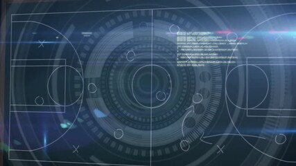 Poster - Opening dark screen initiating rotating lens while court diagrams fading and trajectories mapping