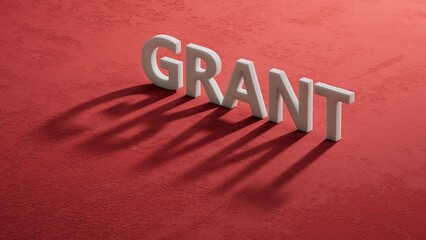 Poster - shadow of 3d charcaters with GRANT business word.close up of shadow of 3d charcaters,Business Concept.3D rendering on red background.
