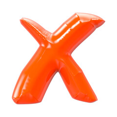 Leinwandbilder - A vibrant orange inflatable x shape against a stark black background, showcasing its glossy surface texture