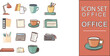 © Adi - Collection of office element illustrations such as work lamps, calculators, files, books, coffee, and pencil cases. Vector illustration