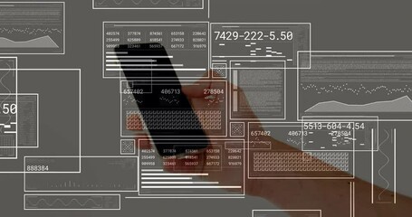 Poster - Hand holding phone swiping expanding chart collapsing overlays revealing outline for insight