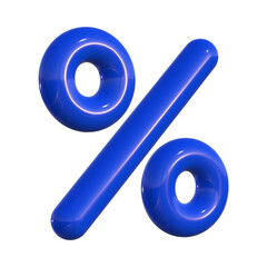 Leinwandbilder - A blue glossy percentage sign isolated on a black background in a rendered style design element