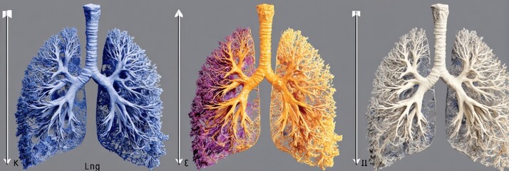 Poster - 3D Clean Lung Model Illustrating Airflow Disruption With Directional Arrows Highlighting Respiratory Issues