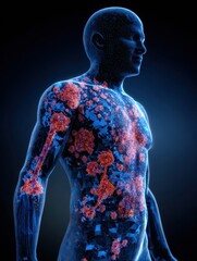 Aufkleber - Detailed Body Map Highlighting Male Cancer Screening Areas for Improved Health Awareness and Prevention