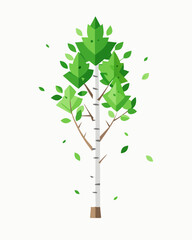 Poster - A stylized birch tree design featuring geometric leaves perfect for branding logos nature icons and spring themed projects