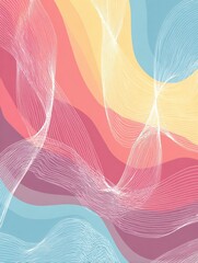 Poster - Flowing Abstract Lines in Calm Pastel Hues Creating a Sense of Tranquility and Connection