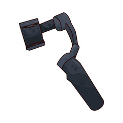 Leinwandbilder - Illustration of a dark gray smartphone gimbal stabilizer with a red outline on a black background