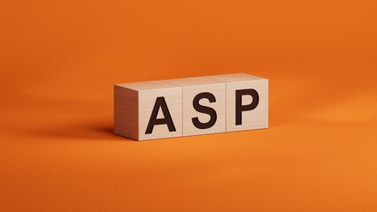 Fototapete - ASP sign on the wooden cubes.Business Concept.close up of wooden cubes,Business Concept.3D rendering on orange background.