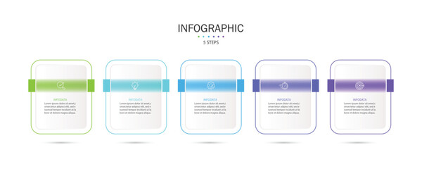 Poster - Infographic labels with icons and 5 options or steps. Suitable for process diagrams, presentations, workflow layouts, banners, flow charts, and infographics.