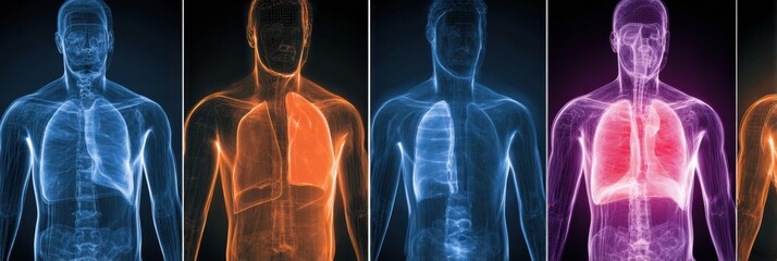 Aufkleber - Visual Representation of Male Cancer Screening Areas Highlighting Key Organs and Tissues for Health Assessment