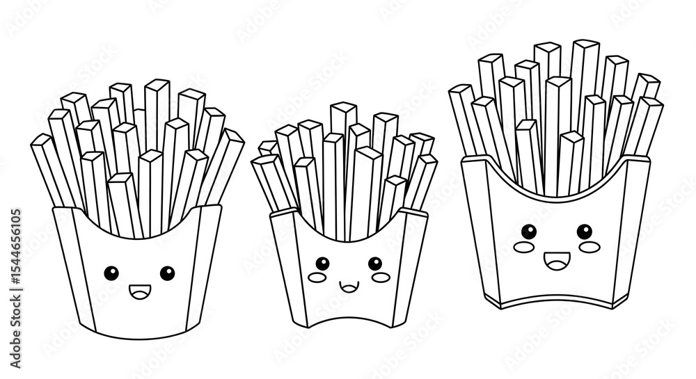 Printable Fries Cute french fries coloring page printable for kids and adults fun ...