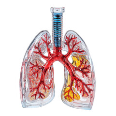 Poster - detailed anatomical model of human lungs showcasing intricate structures, including bronchi and blood vessels, designed for educational purposes