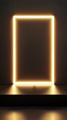 Aufkleber - A luxurious dark presentation stage with an illuminated gold rectangular frame for an exclusive event or product