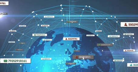 Poster - Lens flares opening 3D globe showing network nodes, labels animating, fading to visualize data