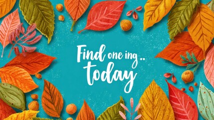 Leinwandbilder - Colorful Autumn Leaves Surround an Inspiring Quote Encouraging Self-Discovery and Mindfulness in a Vibrant Setting