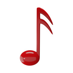 Leinwandbilder - Isolated red eighth note with two flags displayed on a black background in a rendered image