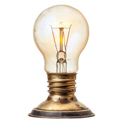 Poster - vintage light bulb with brass base, showcasing warm glow and intricate filament design, perfect for adding nostalgic touch to any space