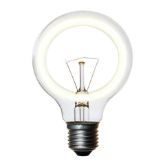 Poster - glowing light bulb with circular design, showcasing its filament and base, symbolizes innovation and creativity. This unique bulb adds modern touch to any space