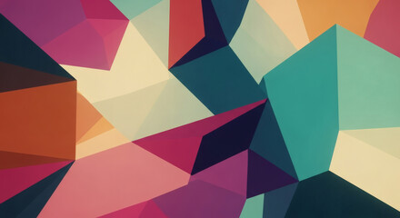 Poster - A vibrant abstract geometric pattern with triangles and polygons in various shades and color combinations