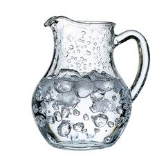 Poster - Clear glass pitcher filled with water and bubbles, showcasing refreshing hydration. Perfect for dining or entertaining