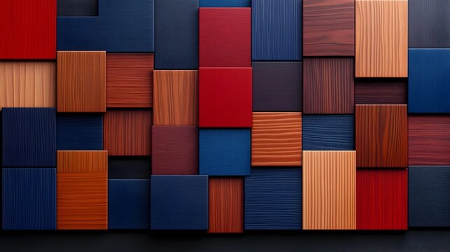 Colorful wooden blocks wall texture background design