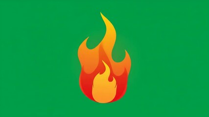Poster - Fiery Abstract Flame Illustration on Green Background A Vivid Design Element