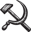 © Orion Draw - Black and White Illustration of Hammer and Sickle representing c