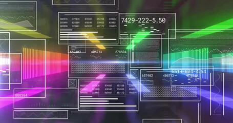 Poster - Pulsating light panels starting outlines fading in while numeric panels sliding grid for insight