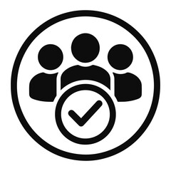 Poster - Illustration of three people icon inside a circle with a check mark inside another circle below them on transparent background